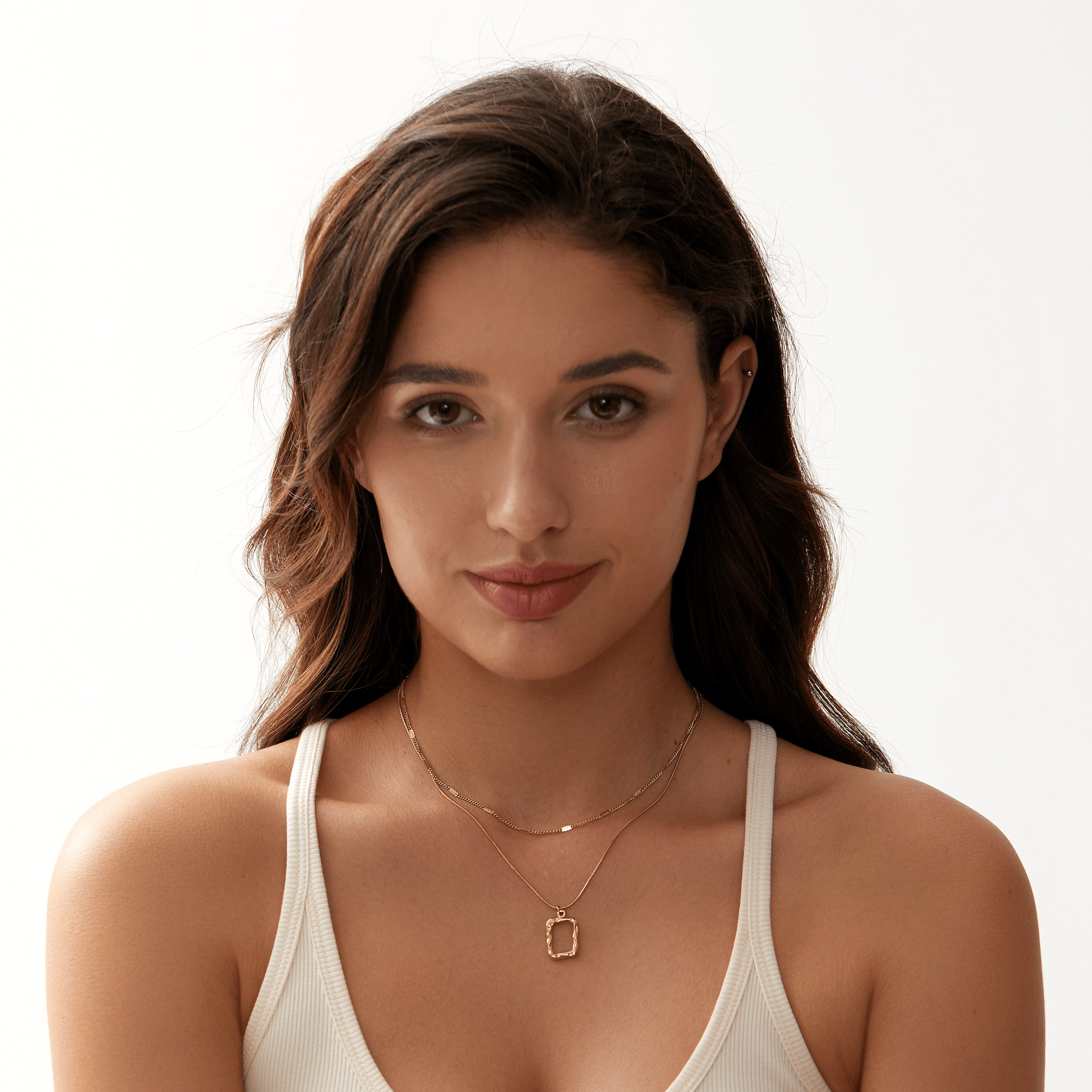 Square Snake Chain Necklace Set -