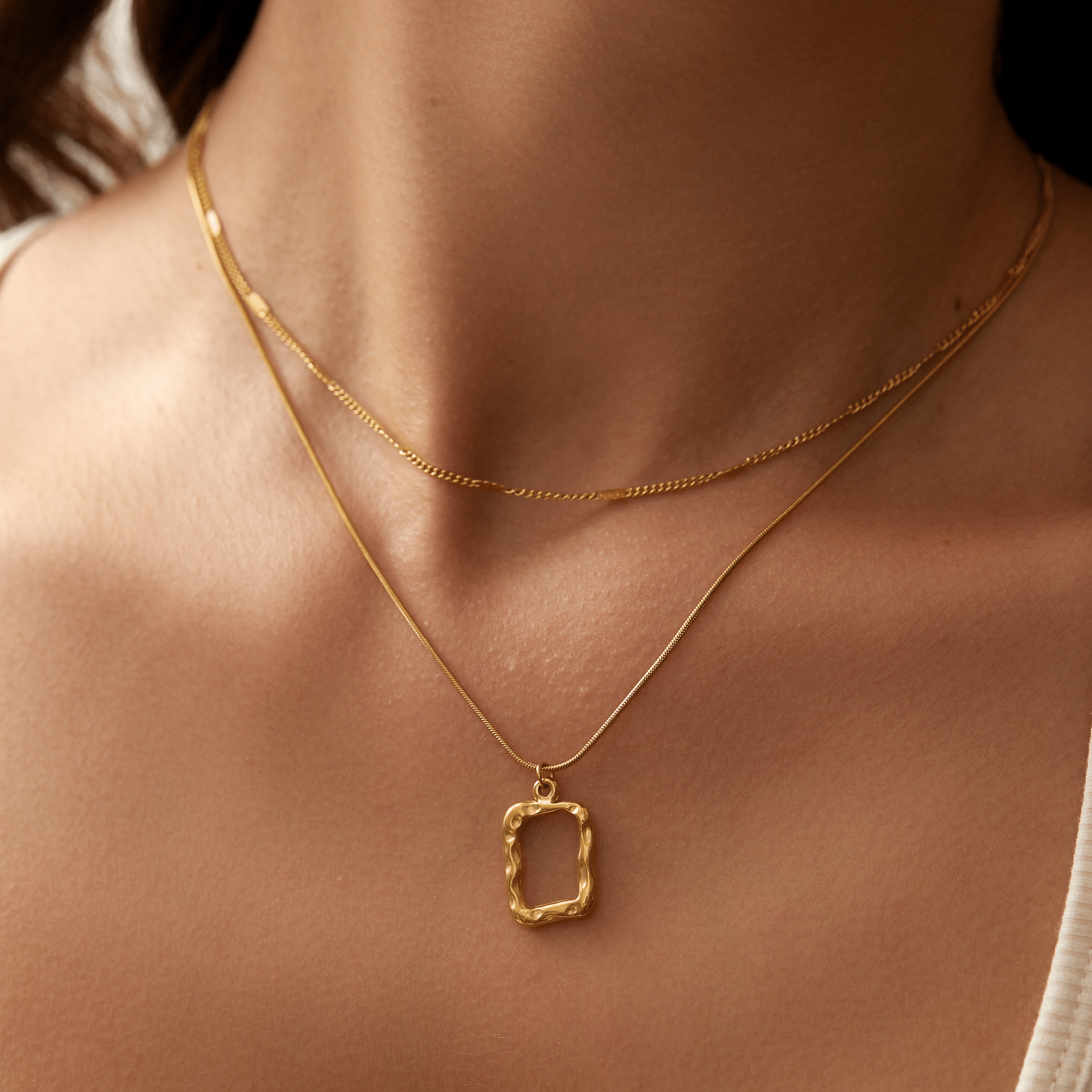 Square Snake Chain Necklace Set -