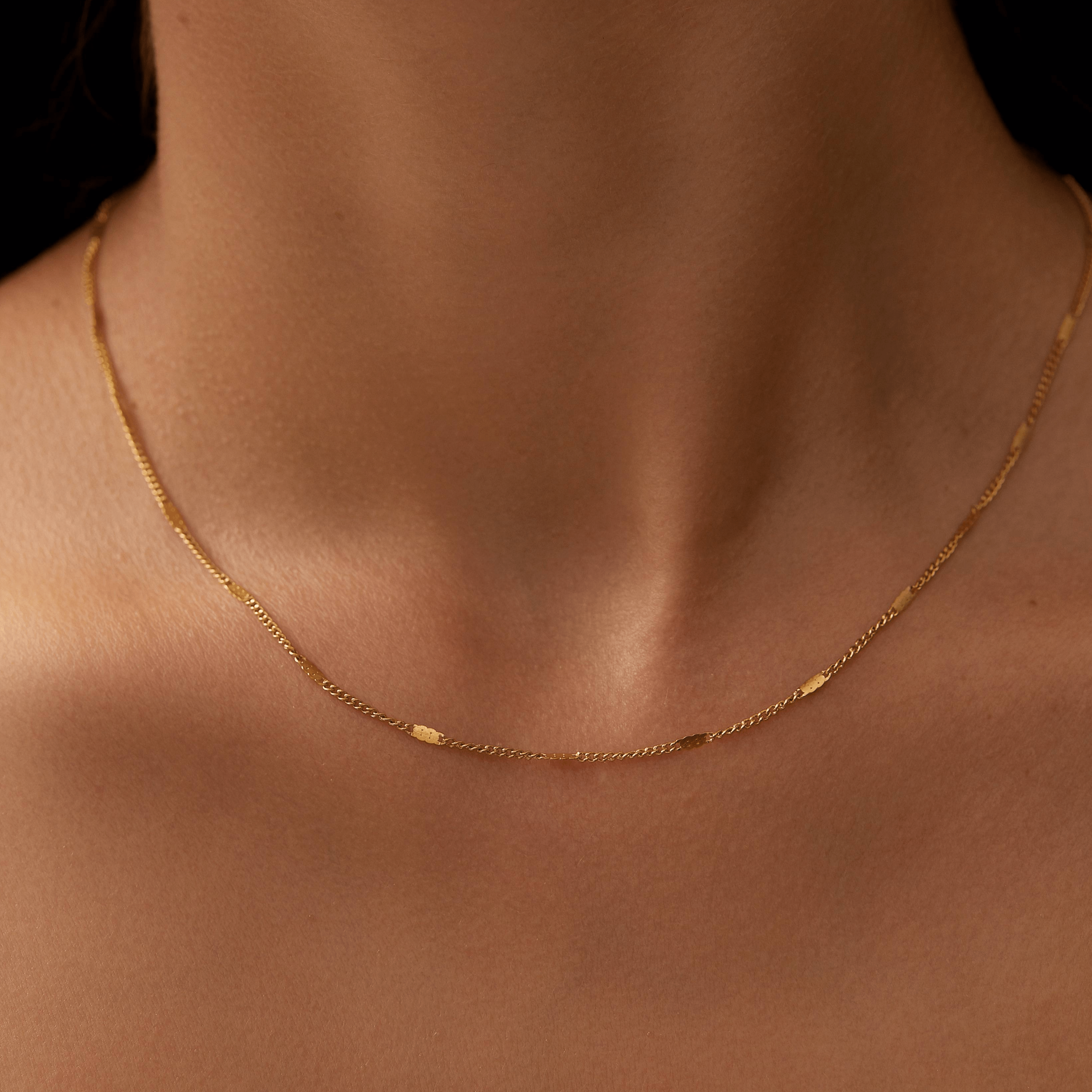Square Snake Chain Necklace Set -