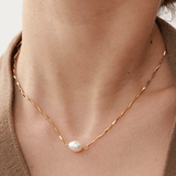 Regal Pearl Twisted Chain Necklace - 