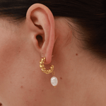 Isla Pearl Rope Hoop Earrings - 