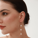 Trio Drop Pearl Earrings - NMQL Jewellery UK