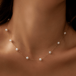 Tin Cup Pearl Necklace - 