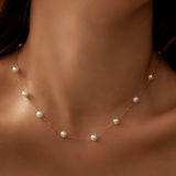 Tin Cup Pearl Necklace - 