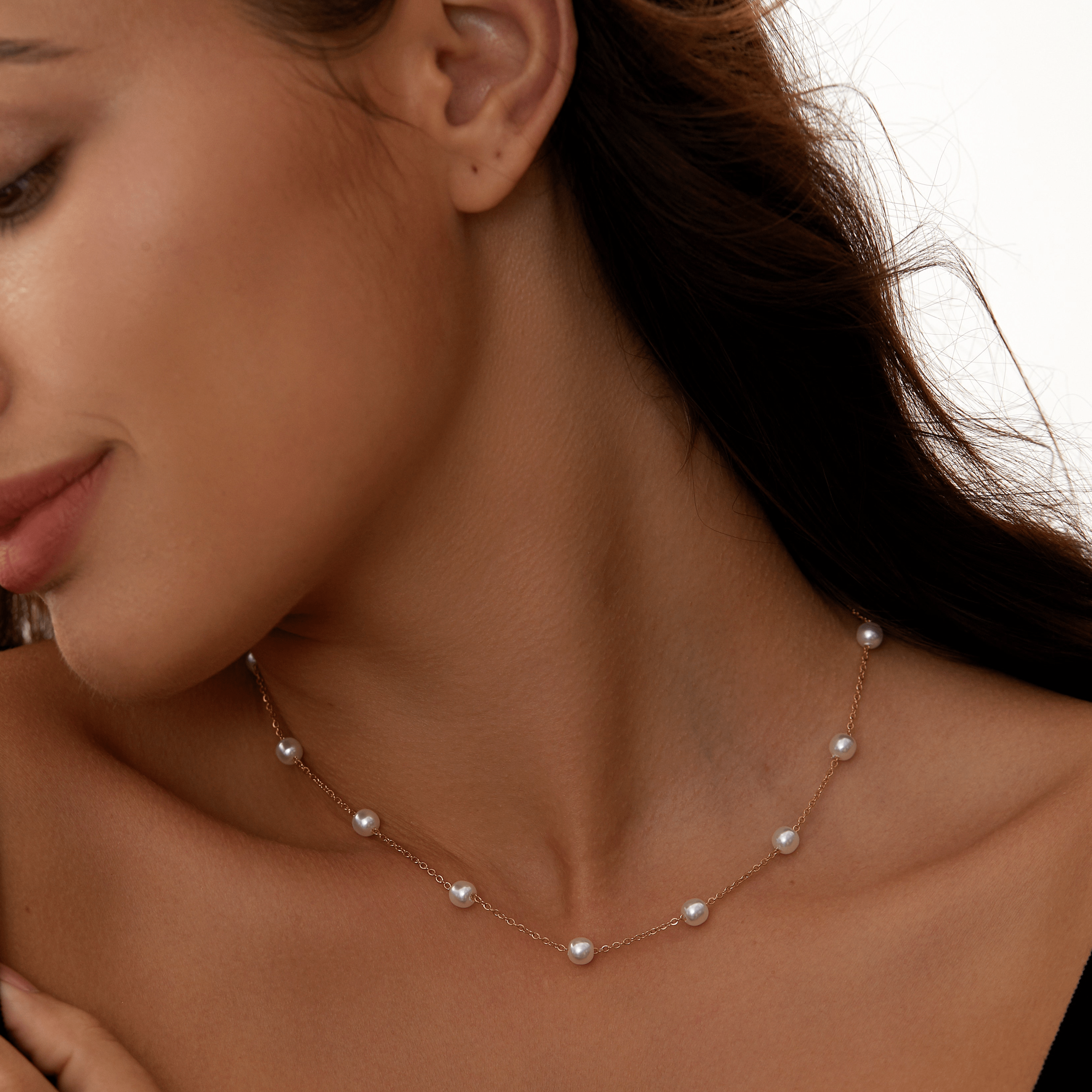 Tin Cup Pearl Necklace - 
