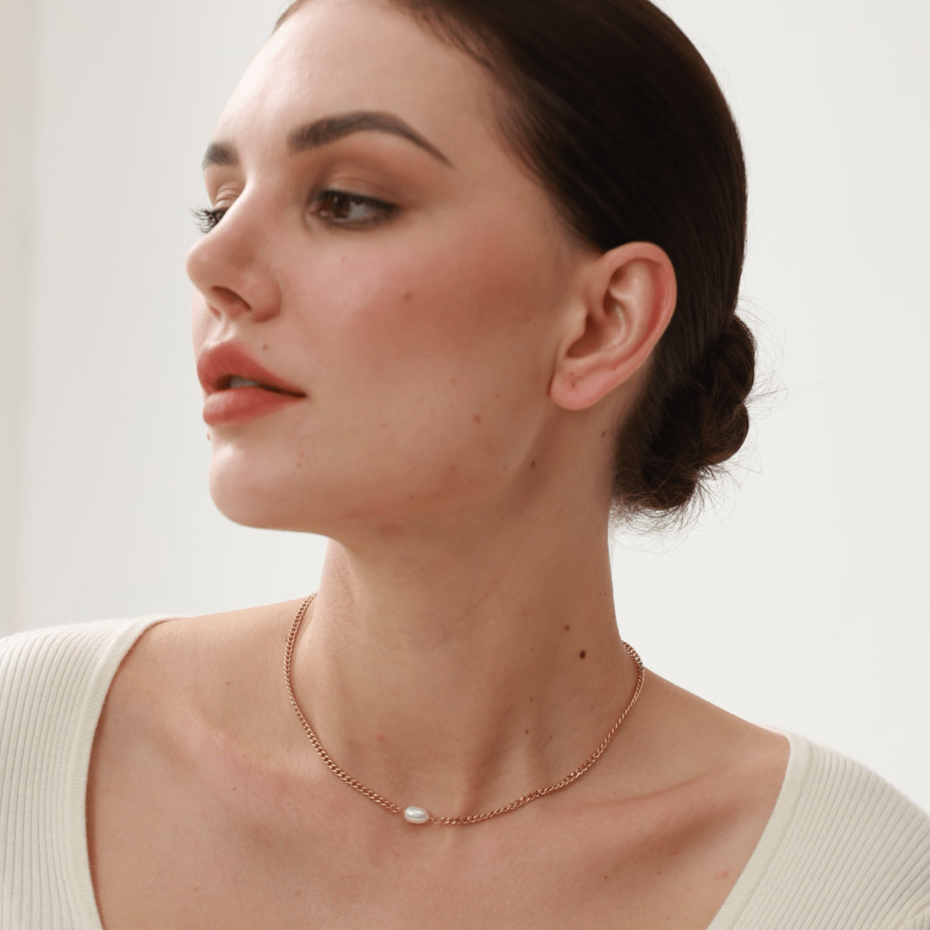 Baroque Pearl Chain Necklace - 