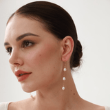 Trio Drop Pearl Earrings - NMQL Jewellery UK